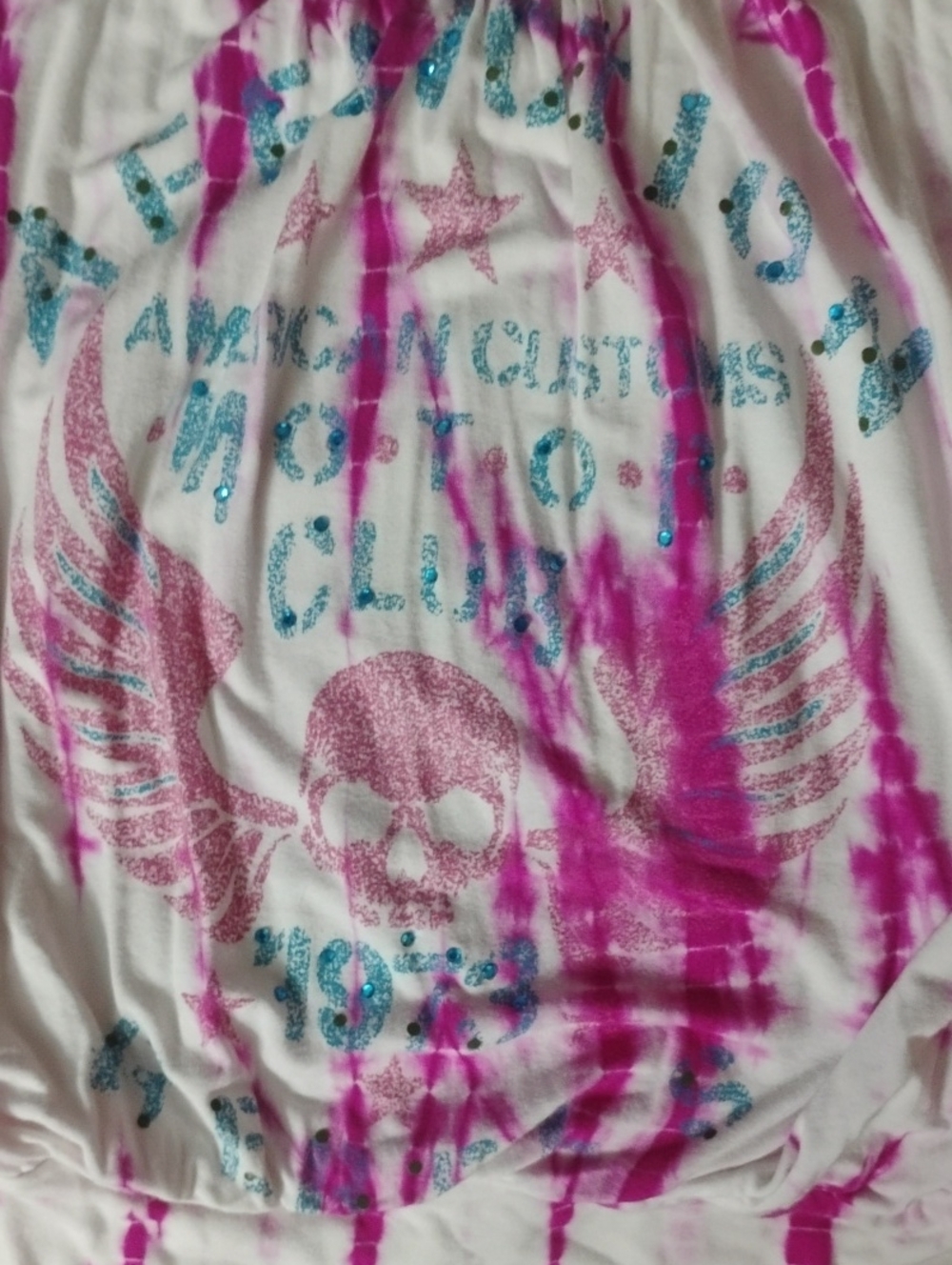 AFFLICTION Tie-Dye Pink Spaghetti Strap Camisole Top Sz S - Picture 2 of 3